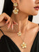 Floral Double Clavicle Necklace & Earrings Set - vintage fashion, retro style