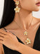 Floral Double Clavicle Necklace & Earrings Set - vintage fashion, retro style