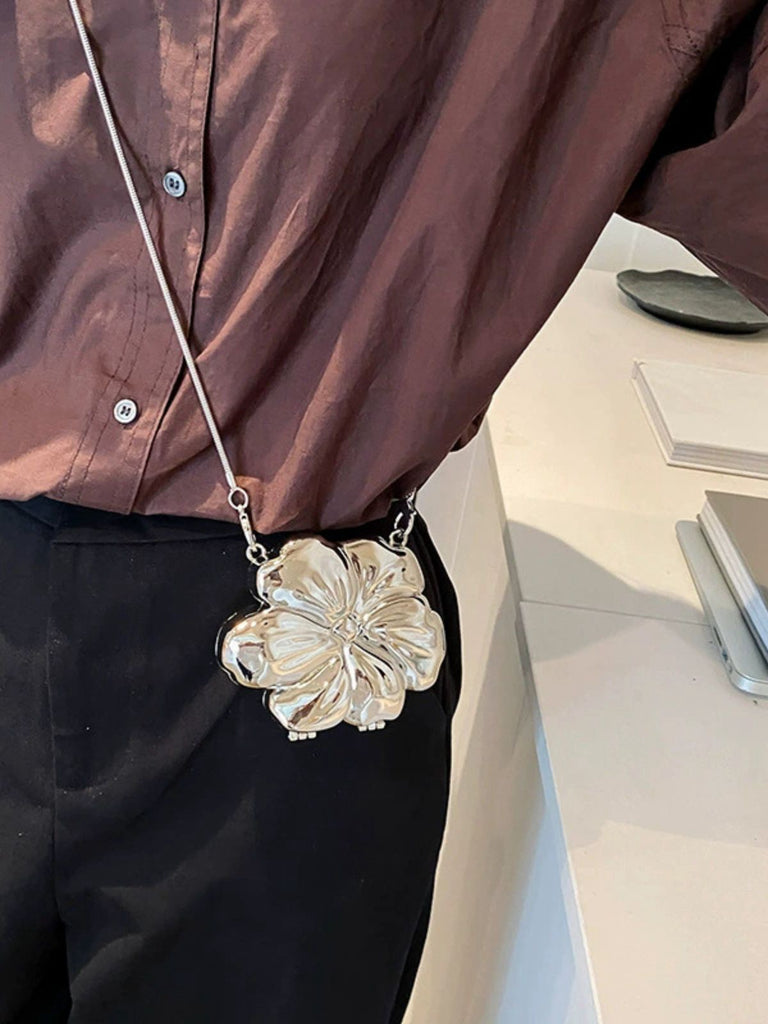 Flower Shape Alloy Chain Mini Bag - vintage fashion, retro style