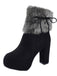Furry Round Toe Zipper Chunky High Heel Platform Boots - vintage shoes, retro heels
