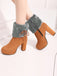 Furry Round Toe Zipper Chunky High Heel Platform Boots - vintage shoes, retro heels
