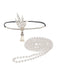 Gatsby Feather Alloy Headband & Pearl Necklace Set - vintage fashion, retro style
