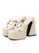 Gem Studded Transparent Chunky Heel Shoes - vintage shoes, retro heels