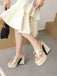 Gem Studded Transparent Chunky Heel Shoes - vintage shoes, retro heels