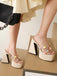 Gem Studded Transparent Chunky Heel Shoes - vintage shoes, retro heels