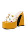 Gem Studded Transparent Chunky Heel Shoes - vintage shoes, retro heels