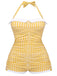 Gingham 1950s Halter Bowknot One-piece Swimsuit: timeless style reimagined