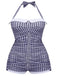 Gingham 1950s Halter Bowknot One-piece Swimsuit: timeless style reimagined