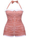 Gingham 1950s Halter Bowknot One-piece Swimsuit: timeless style reimagined