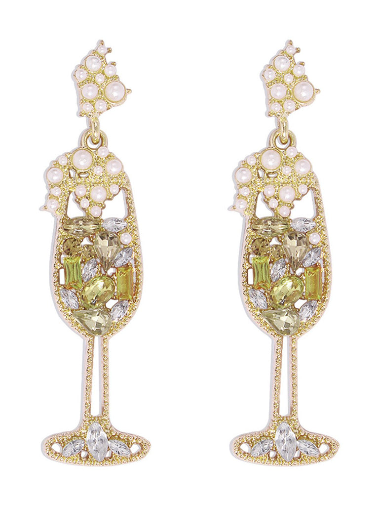 Glass Pearl Gem Earrings - vintage fashion, retro style