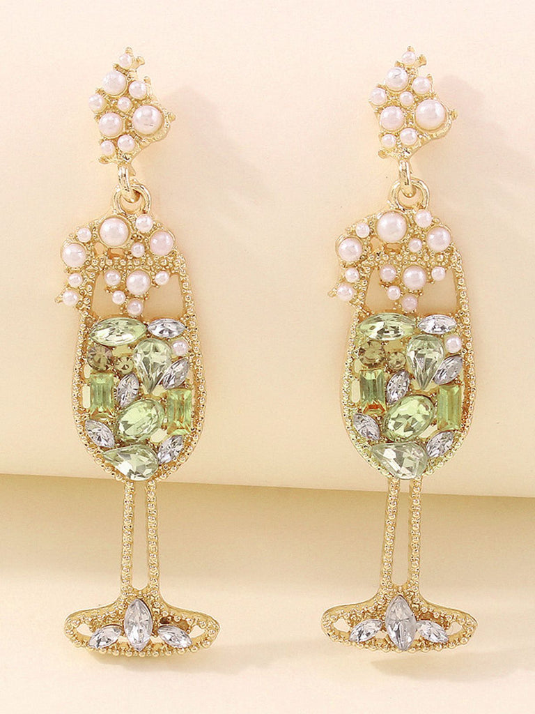 Glass Pearl Gem Earrings - vintage fashion, retro style