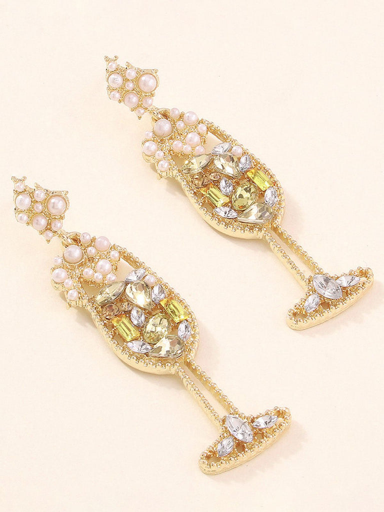 Glass Pearl Gem Earrings - vintage fashion, retro style