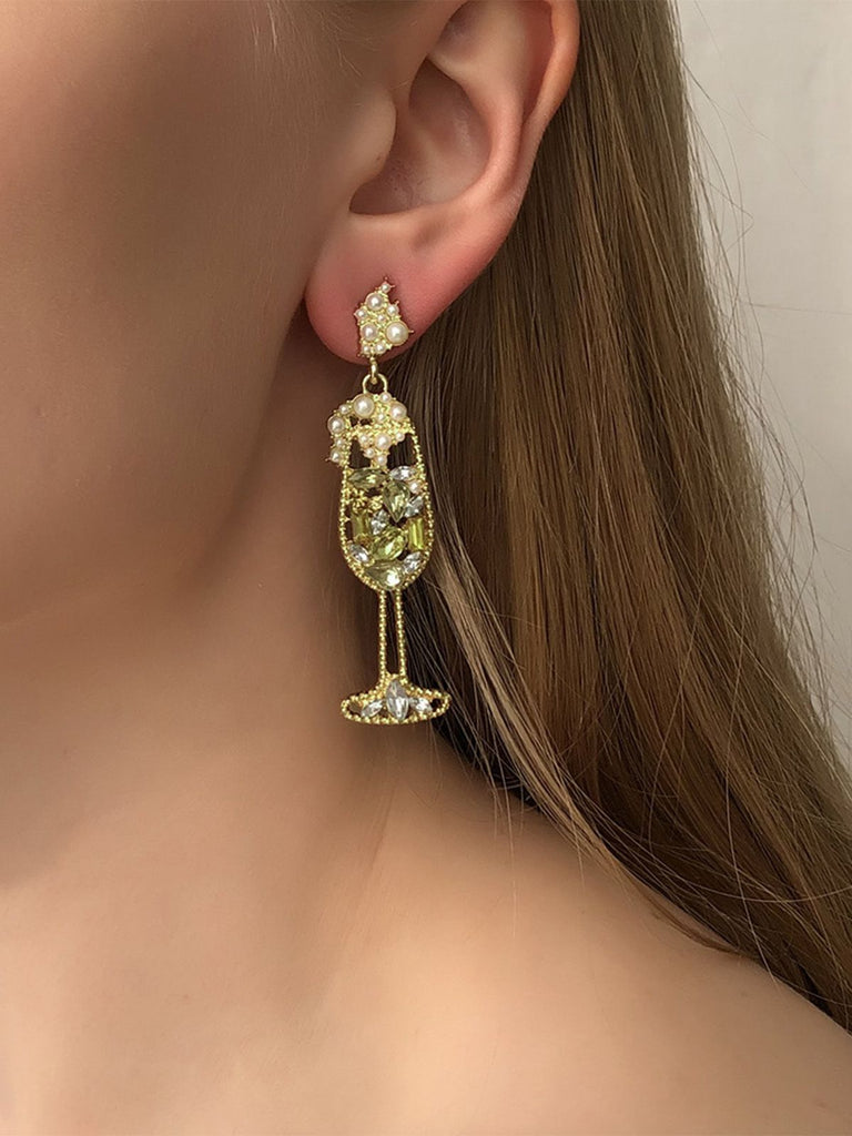 Glass Pearl Gem Earrings - vintage fashion, retro style
