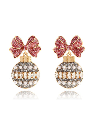 She adds this Glitter Bow & Bulbs Rhinestone Earrings and suddenly it's vintage perfection