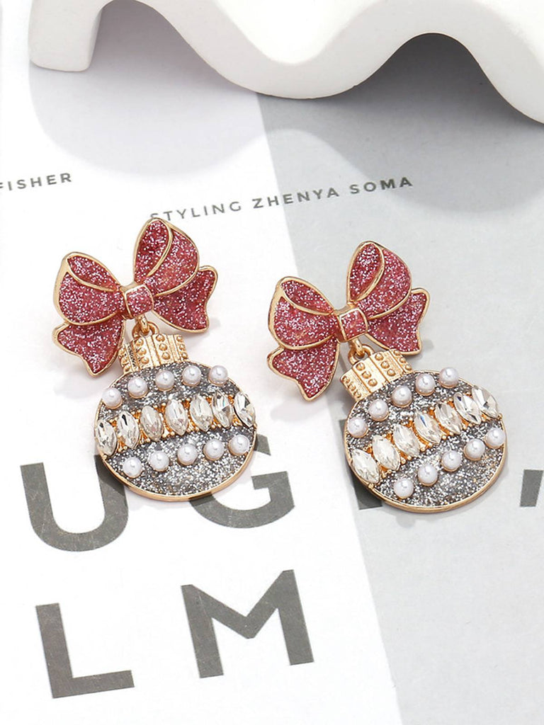 Glitter Bow & Bulbs Rhinestone Earrings: vintage detail work for the woman who notices