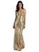 Gold 1920s Leaves Sequined Mesh Fishtail Dress - vintage dress, retro fashion, Gatsby party