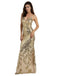 Gold 1920s Leaves Sequined Mesh Fishtail Dress - vintage dress, retro fashion, Gatsby party