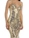 Gold 1920s Leaves Sequined Mesh Fishtail Dress - vintage dress, retro fashion, Gatsby party