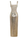 Gold 1920s Sequined Backless Evening Maxi Dress - vintage dress, retro fashion, Gatsby party