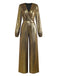 Gold 1930s Metallic Fabric V-Neck Jumpsuit - vintage jumpsuit, retro fashion, glamorous gold