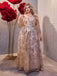 Gold 1930s Sequined Deep V-Neck Backless Mesh Dress - vintage dress, retro fashion, glamorous gold