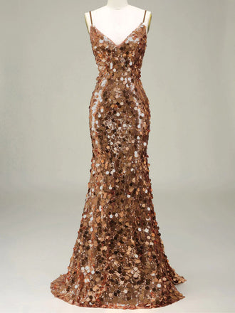 Gold 1930s Slip Sequin Evening Dress - vintage dress, retro fashion, glamorous gold