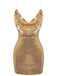 Gold 1970s Solid Sequined Mini Party Dress - vintage dress, retro fashion, glamorous gold