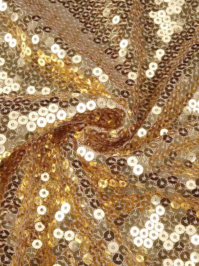 Gold 1970s Solid Sequined Mini Party Dress - vintage dress, retro fashion, glamorous gold