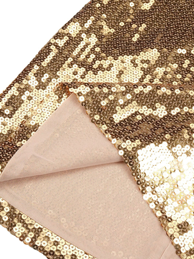 Gold 1970s Solid Sequined Mini Party Dress - vintage dress, retro fashion, glamorous gold