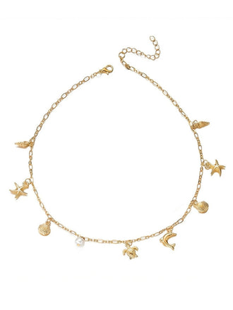 Gold Bohemian Shell Starfish Pearl Layered Necklace - vintage accessory, retro jewelry, classic style for vintage lovers
