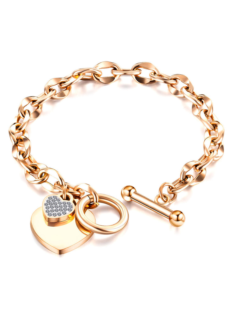 Gold Heart Rhinestone Vintage Bracelet, vintage fashion, retro style - perfect for women who love vintage and retro fashion