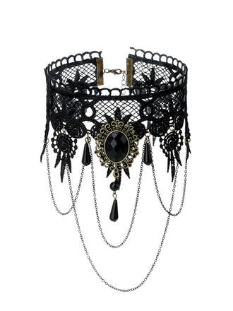 Gothic 3D & Embroidered Lace Choker Necklace - vintage fashion, retro style, elegant red