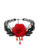 Gothic 3D & Embroidered Lace Choker Necklace - vintage fashion, retro style, elegant red