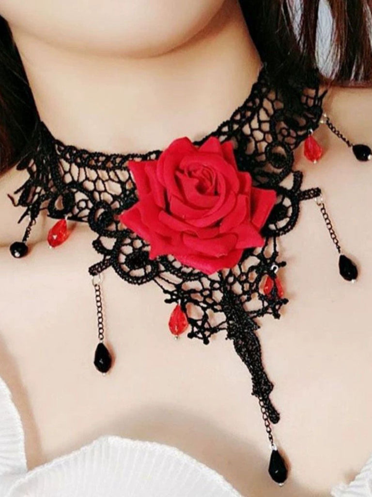 Gothic 3D Gemstone Pendant Choker Necklace - vintage fashion, retro style
