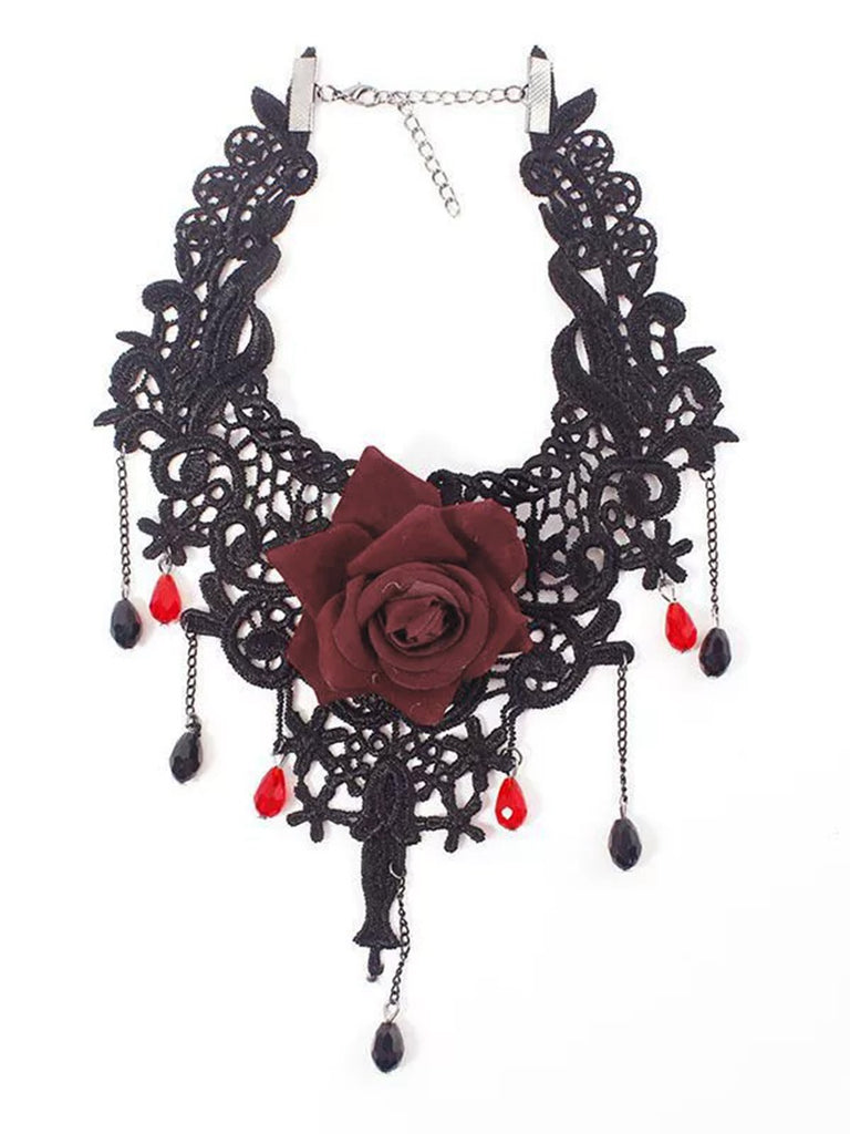 Gothic 3D Gemstone Pendant Choker Necklace - vintage fashion, retro style