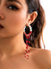 Gothic Blood Pearl Tassel Earrings - vintage fashion, retro style
