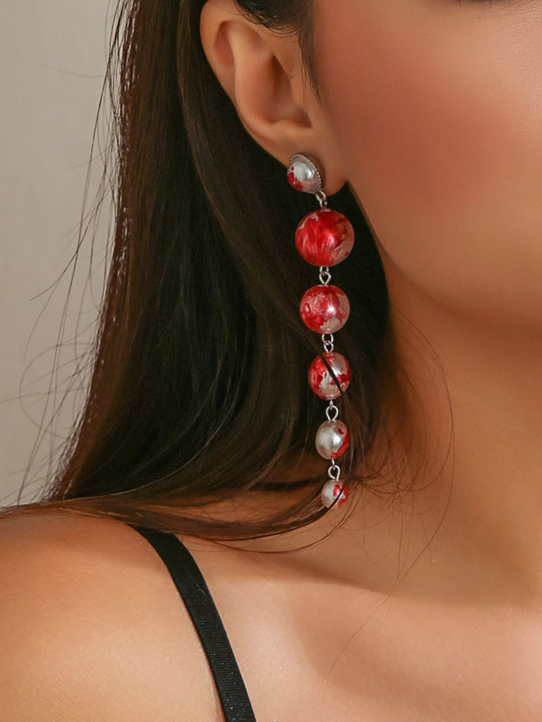 Gothic Blood Pearl Tassel Earrings - vintage fashion, retro style
