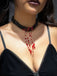 Gothic Multi-Layered Beaded Blooddrop Pendant Necklace - vintage fashion, retro style, elegant red