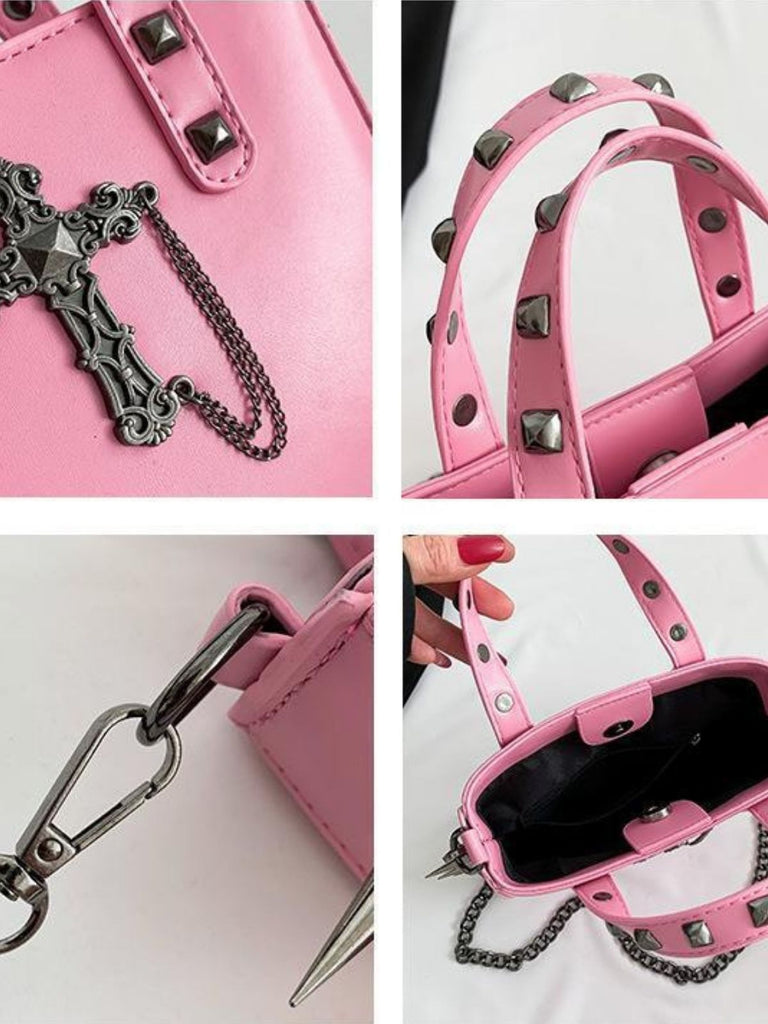 Gothic PU Leather Punk Studded Handbag - vintage fashion, retro style