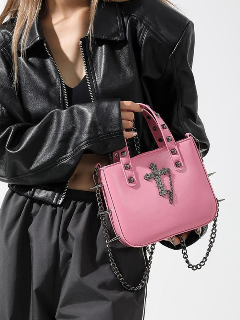 Gothic PU Leather Punk Studded Handbag - vintage fashion, retro style