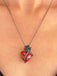 Gothic Rose Heart Rhinestone Pendant Necklace - vintage jewelry, Art Deco for vintage lovers