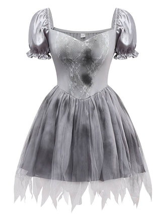 Gray 1950s Ghost Bride Zombie Tutu Dress - vintage dress, retro fashion, rockabilly