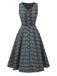 2PCS Gray 1950s Plaid Ruffled Dress & Cotton Blouse, vintage dress, retro fashion, rockabilly, pin-up fashion - perfect for women who love vintage and retro fashion