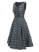 2PCS Gray 1950s Plaid Ruffled Dress & Cotton Blouse, vintage dress, retro fashion, rockabilly, pin-up fashion - perfect for women who love vintage and retro fashion