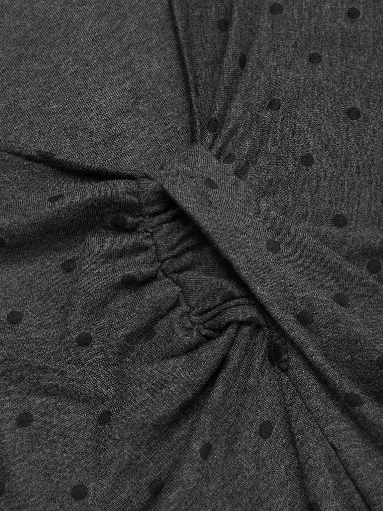 Gray 1960s Polka Dots V-Neck Bodycon Dress, vintage dress, retro fashion - perfect for women who love vintage and retro fashion