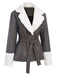 Gray 1960s Solid Plush Faux Leather Belted Coat, vintage coat, retro outerwear - perfect for women who love vintage and retro fashion