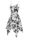 Gray 1970s Spaghetti Straps Cowl Neck Newspaper Dress, vintage dress, retro fashion - perfect for women who love vintage and retro fashion