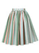Gray Green 1950s Bow Colorful Stripe Skirt - vintage skirt, retro style