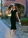 Green 1930s Button V-Neck Velvet Fishtail Dress - vintage dress, retro fashion