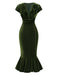 1930s Button VNeck Velvet Fishtail | 1930s | vintage dress, retro fashion